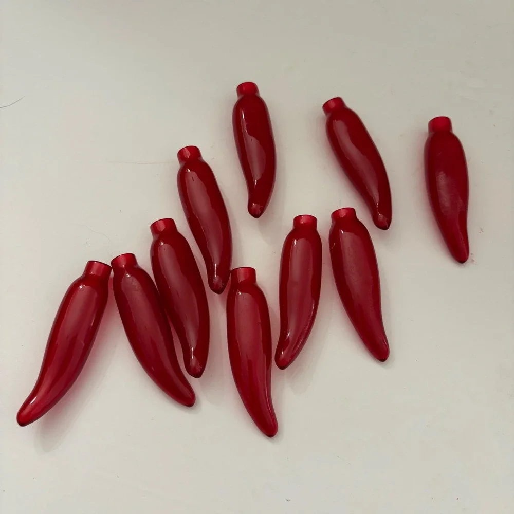 Red Chili Pepper Light Covers Replacement Set of 10 Translucent Plastic 3 Inch
